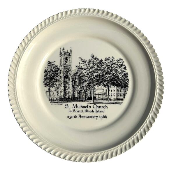 Vintage Church Plate Bristol Rhode Island St. Michael's Church 250th Anniversary - Picture 1 of 4